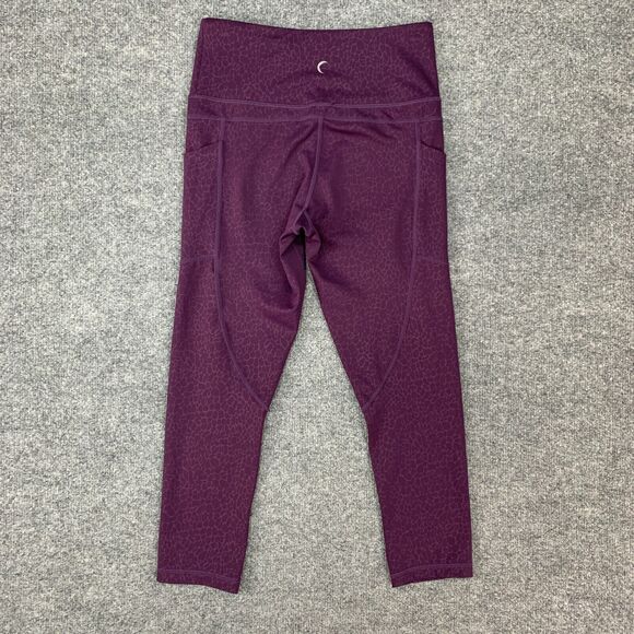 Zyia Active Legging Womens 4 Wine Red Animal Print Mid Rise Stretch Stash Pocket - Picture 7 of 10